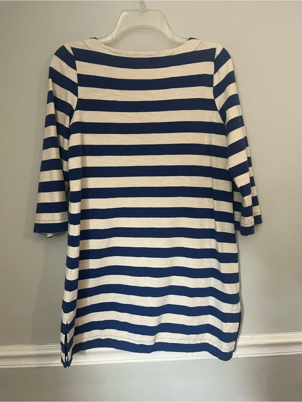 J. Crew Blue and White Striped Midi Dress